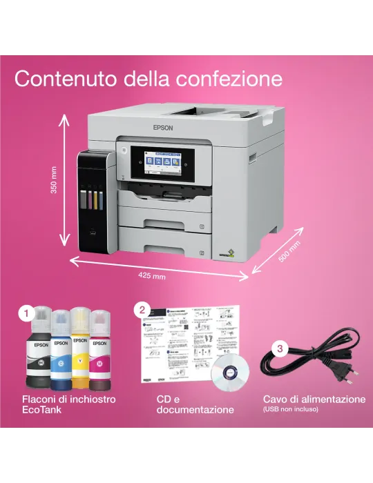 Epson EcoTank ET-5885 Stampante Multifunzione A4, Wi-Fi, con serbatoi di inchiostro, scansione, copia e fax