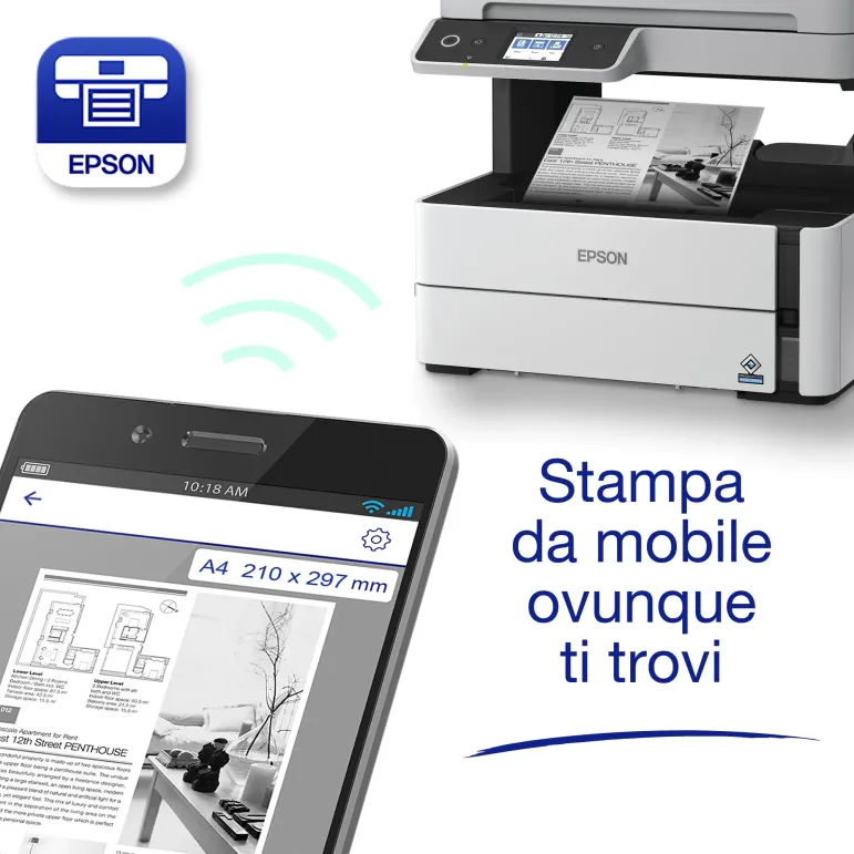Epson EcoTank ET-M3180 Stampante monocromatica multifunzione A4 Wi-Fi con serbatoi di inchiostro
