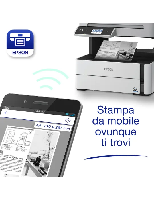Epson EcoTank ET-M3180 Stampante monocromatica multifunzione A4 Wi-Fi con serbatoi di inchiostro