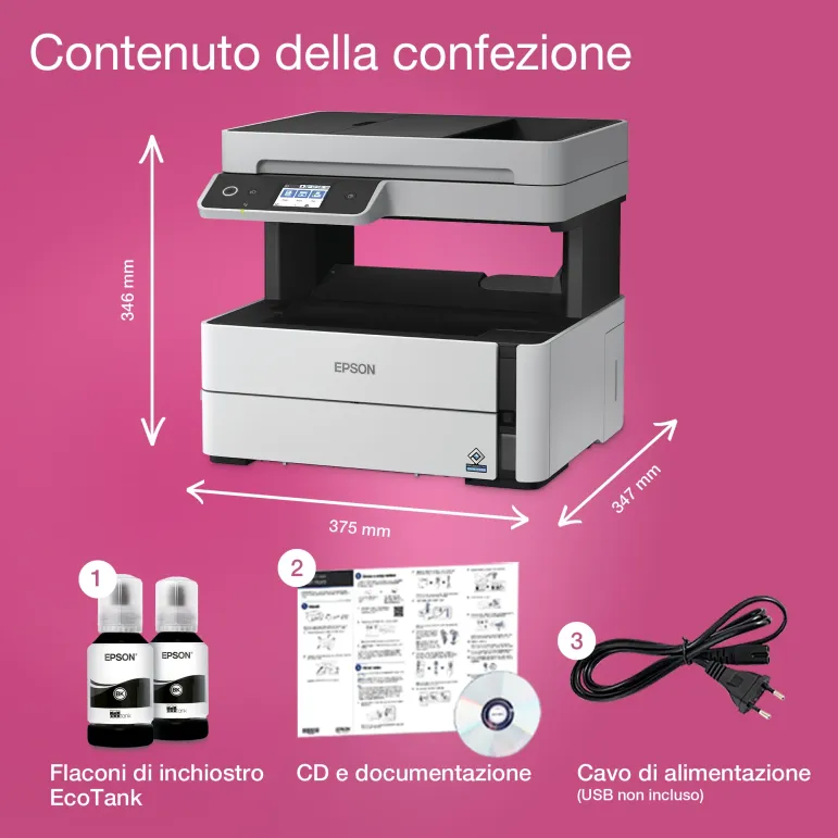 Epson EcoTank ET-M3180 Stampante monocromatica multifunzione A4 Wi-Fi con serbatoi di inchiostro