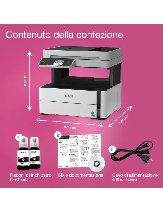 Epson EcoTank ET-M3180 Stampante monocromatica multifunzione A4 Wi-Fi con serbatoi di inchiostro
