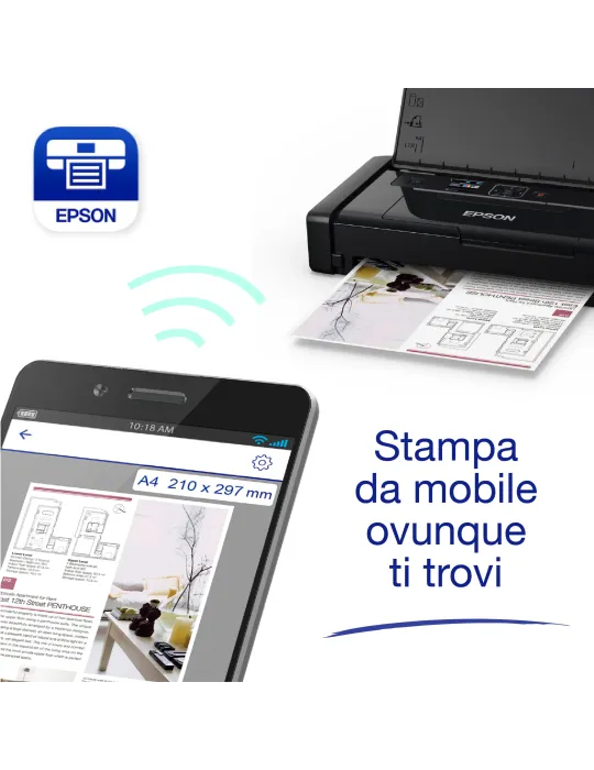 Epson WorkForce WF-110W Stampante A4 Inkjet Portatile