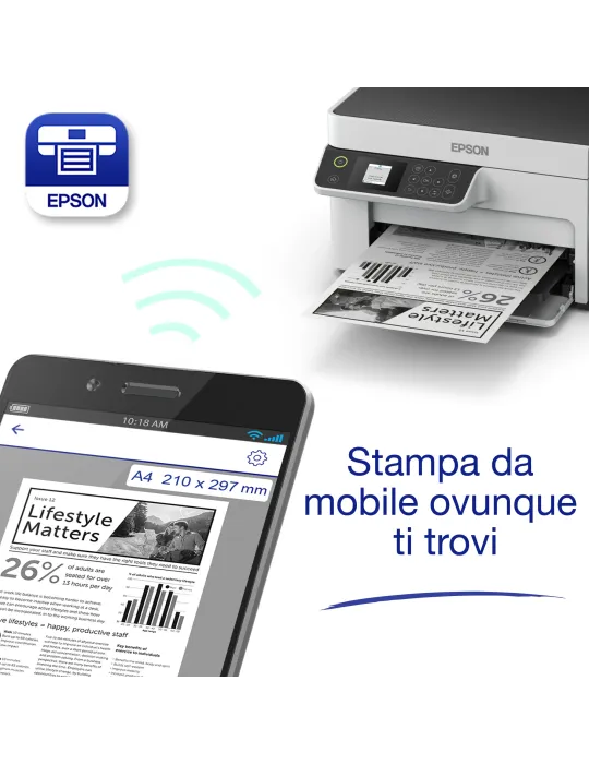Epson EcoTank ET-M2120 Stampante monocromatica multifunzione A4 Wi-Fi con serbatoi di inchiostro