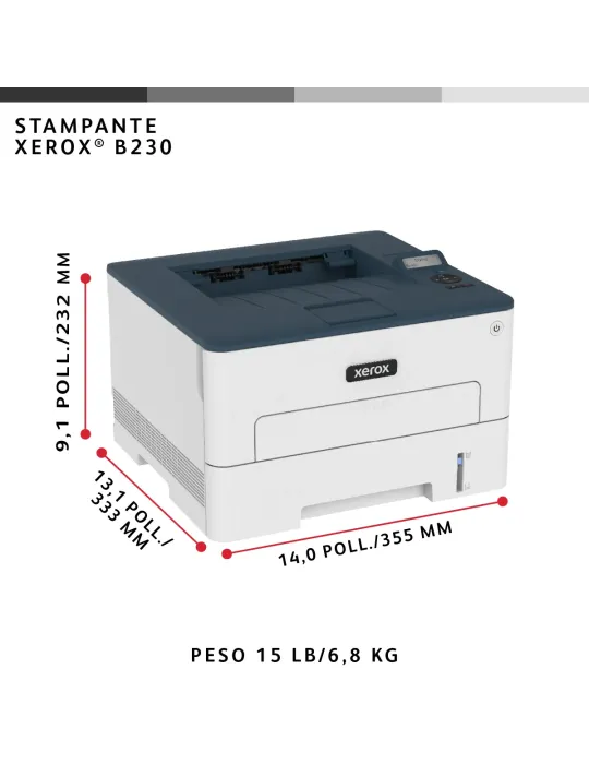 Xerox B230 DNI stampante laser A4 monocromatica, WI-FI, 34 ppm