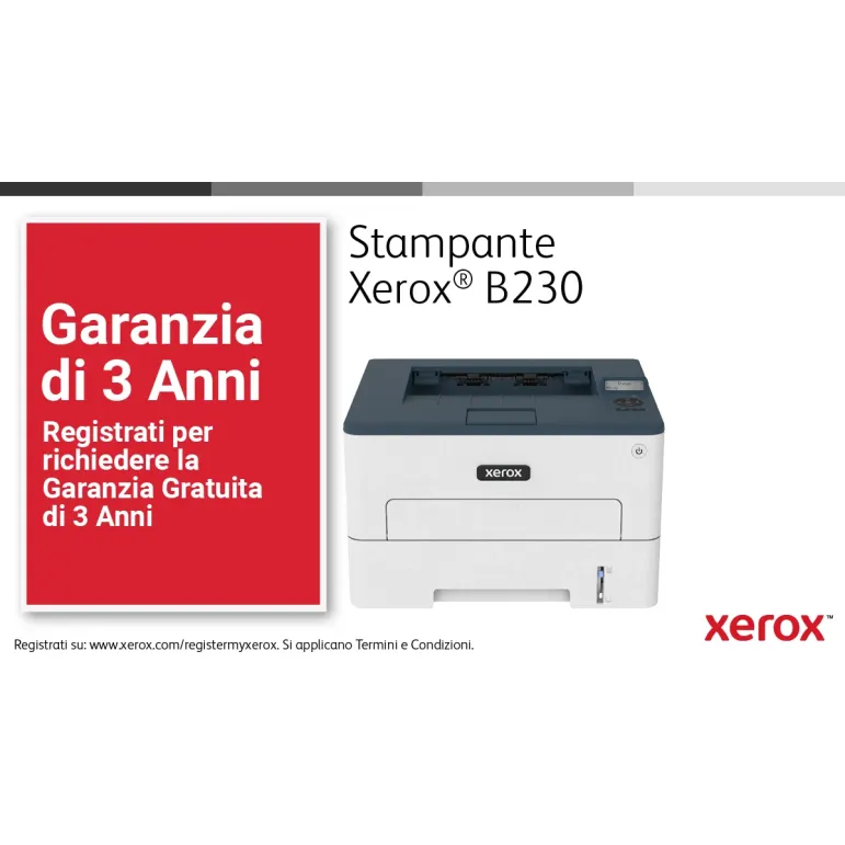 Xerox B230 DNI stampante laser A4 monocromatica, WI-FI, 34 ppm