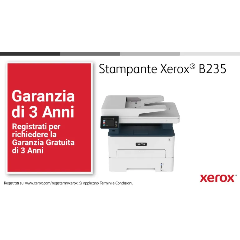 Xerox B235 DNI stampante multifunzione laser A4 monocromatica, WI-FI, 34 ppm, scansione, copia e fax