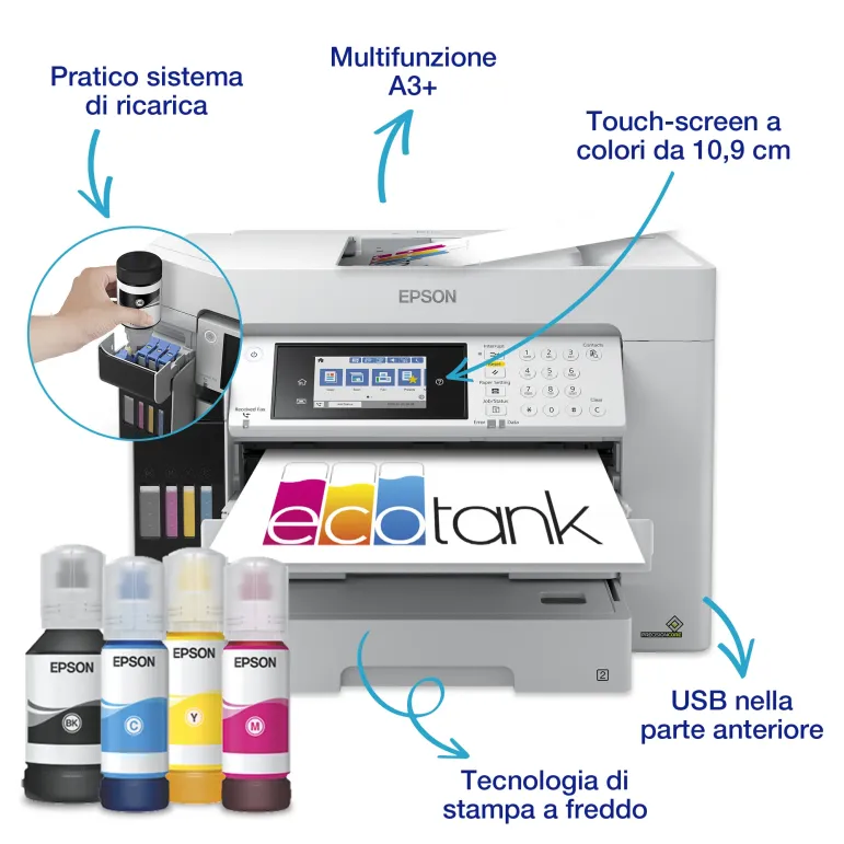 Epson EcoTank ET-16685 stampante multifunzione A3+, Wi-Fi, con serbatoi di inchiostro, scansione, copia e fax