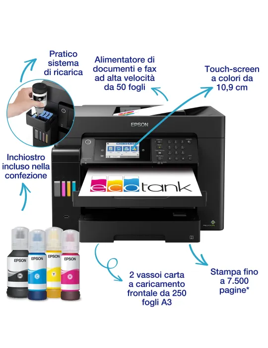Epson EcoTank ET-16655 Stampante Multifunzione A3+, Wi-Fi, con serbatoi di inchiostro, scansione, copia e fax