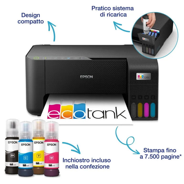Epson EcoTank ET-2860 stampante multifunzione A4 Wi-Fi con serbatoi di inchiostro