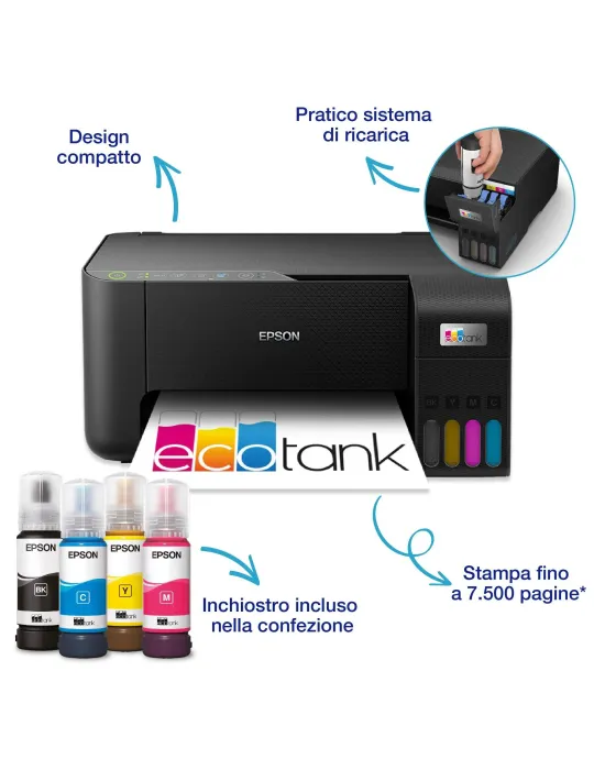 Epson EcoTank ET-2860 stampante multifunzione A4 Wi-Fi con serbatoi di inchiostro