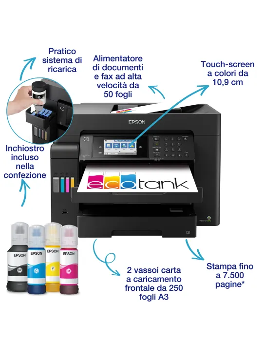 Epson EcoTank ET-16605 Stampante Multifunzione A3+, Wi-Fi, con serbatoi di inchiostro, scansione, copia e fax