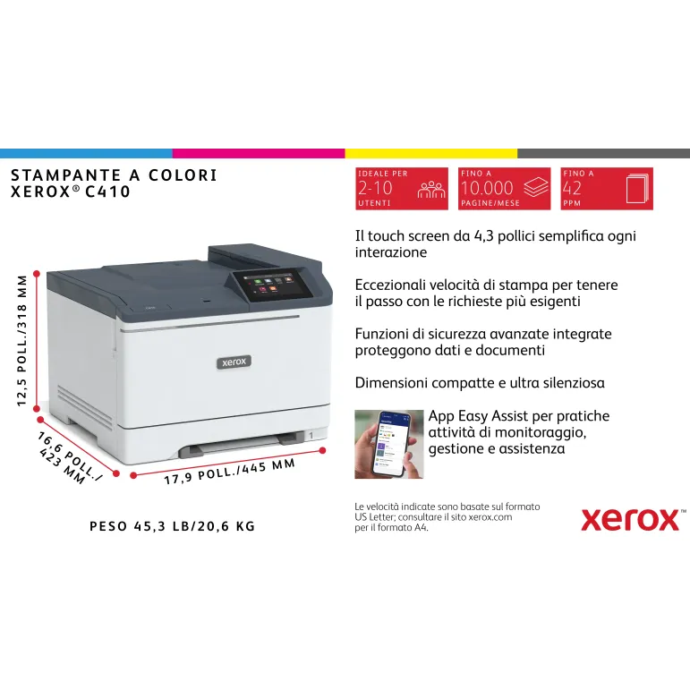 Xerox C410 DN stampante laser A4 a colori, 40 ppm