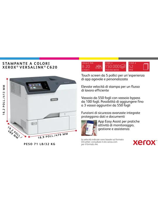 Xerox VersaLink C620 DN stampante laser A4 a colori, 50 ppm