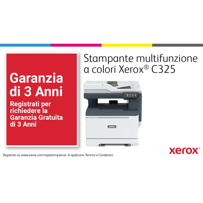Xerox C325 DNI stampante multifunzione laser A4 a colori, WI-FI, 33 ppm, DADF, scansione, copia e fax