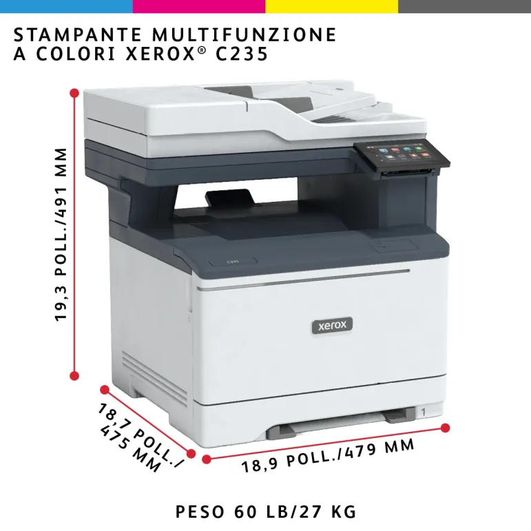 Xerox C325 DNI stampante multifunzione laser A4 a colori, WI-FI, 33 ppm, DADF, scansione, copia e fax