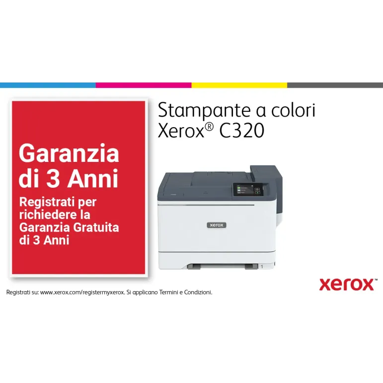 Xerox C320 DNI Stampante Laser A4 a colori, WI-FI, 33 ppm
