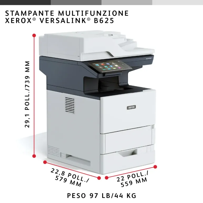 Xerox VersaLink B625 DN stampante multifunzione Laser A4 monocromatica, 61 ppm, DADF, scansione, copia e fax