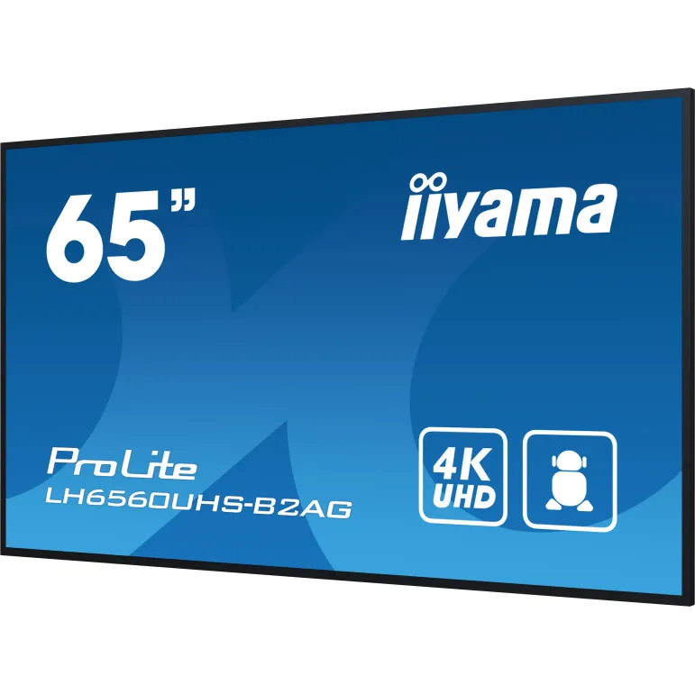 iiyama LH6560UHS-B2AG visualizzatore di messaggi Pannello A digitale 163,8 cm (64.5") LED Wi-Fi 500 cd m² 4K Ultra HD Nero