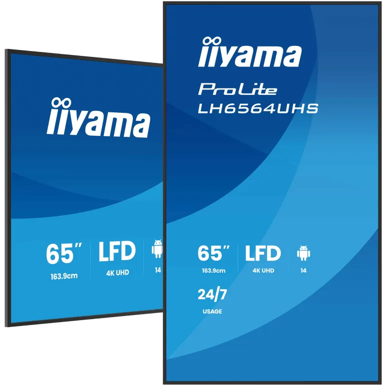 iiyama LH6564UHS-B1AG visualizzatore di messaggi Pannello piatto per segnaletica digitale 165,1 cm (65") Wi-Fi 500 cd m² 4K