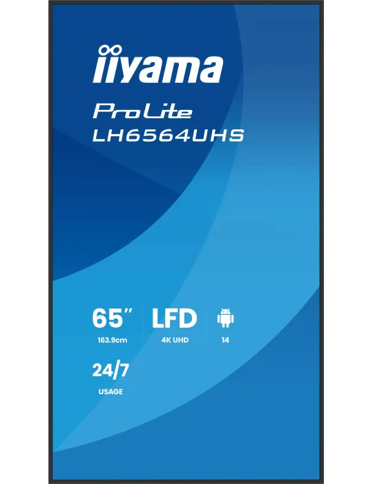 iiyama LH6564UHS-B1AG visualizzatore di messaggi Pannello piatto per segnaletica digitale 165,1 cm (65") Wi-Fi 500 cd m² 4K