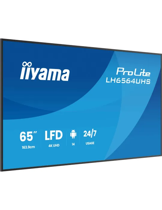 iiyama LH6564UHS-B1AG visualizzatore di messaggi Pannello piatto per segnaletica digitale 165,1 cm (65") Wi-Fi 500 cd m² 4K