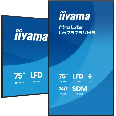 iiyama LH7575UHS-B2AG visualizzatore di messaggi Pannello piatto per segnaletica digitale 190,5 cm (75") LCD Wi-Fi 500 cd m² 4K