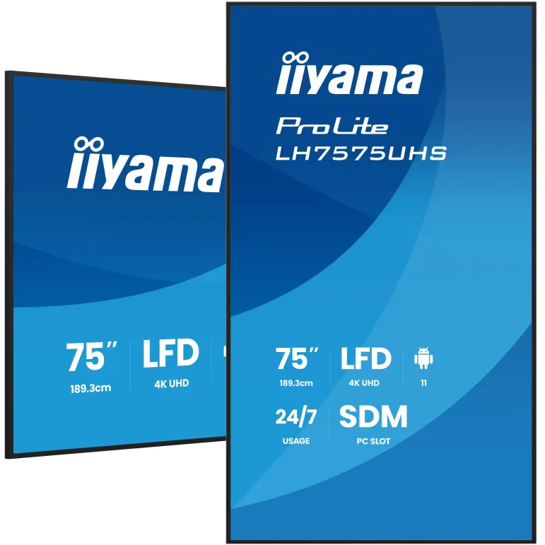iiyama LH7575UHS-B2AG visualizzatore di messaggi Pannello piatto per segnaletica digitale 190,5 cm (75") LCD Wi-Fi 500 cd m² 4K