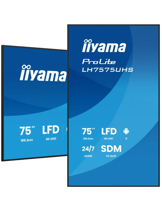 iiyama LH7575UHS-B2AG visualizzatore di messaggi Pannello piatto per segnaletica digitale 190,5 cm (75") LCD Wi-Fi 500 cd m² 4K