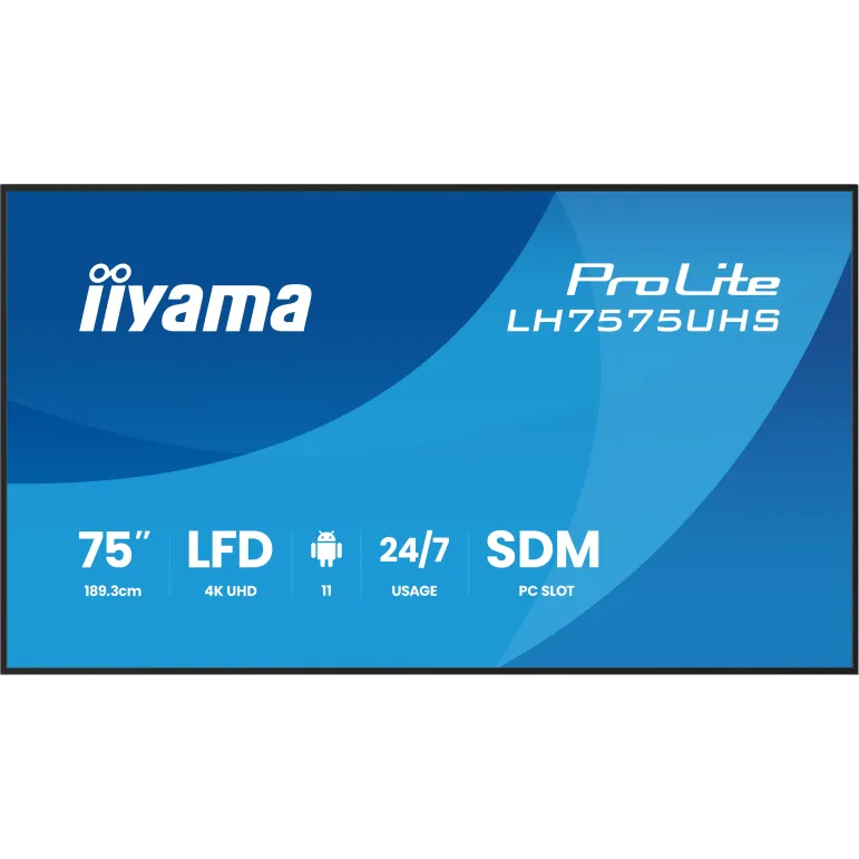 iiyama LH7575UHS-B2AG visualizzatore di messaggi Pannello piatto per segnaletica digitale 190,5 cm (75") LCD Wi-Fi 500 cd m² 4K