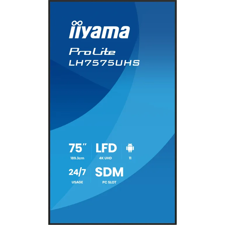 iiyama LH7575UHS-B2AG visualizzatore di messaggi Pannello piatto per segnaletica digitale 190,5 cm (75") LCD Wi-Fi 500 cd m² 4K