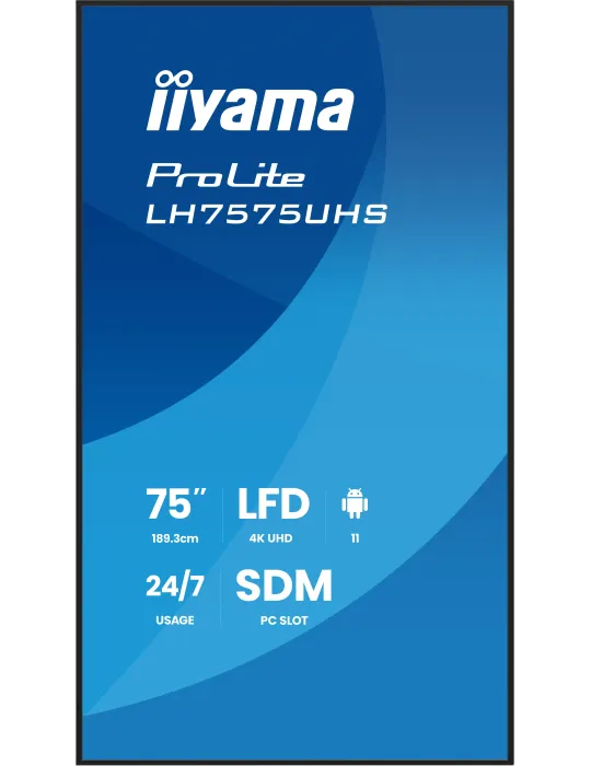 iiyama LH7575UHS-B2AG visualizzatore di messaggi Pannello piatto per segnaletica digitale 190,5 cm (75") LCD Wi-Fi 500 cd m² 4K