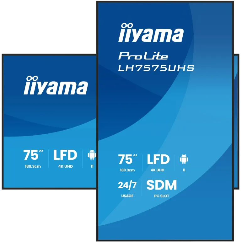 iiyama LH7575UHS-B2AG visualizzatore di messaggi Pannello piatto per segnaletica digitale 190,5 cm (75") LCD Wi-Fi 500 cd m² 4K
