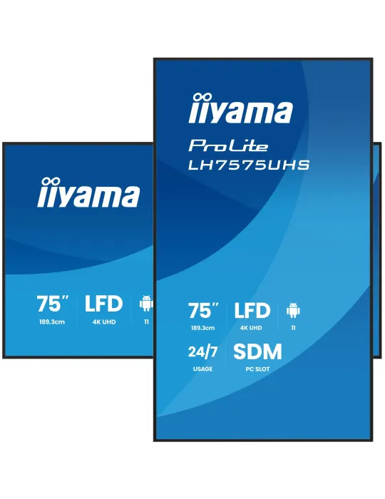 iiyama LH7575UHS-B2AG visualizzatore di messaggi Pannello piatto per segnaletica digitale 190,5 cm (75") LCD Wi-Fi 500 cd m² 4K
