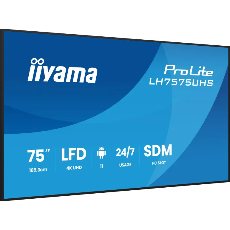 iiyama LH7575UHS-B2AG visualizzatore di messaggi Pannello piatto per segnaletica digitale 190,5 cm (75") LCD Wi-Fi 500 cd m² 4K