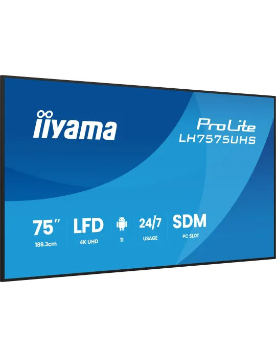 iiyama LH7575UHS-B2AG visualizzatore di messaggi Pannello piatto per segnaletica digitale 190,5 cm (75") LCD Wi-Fi 500 cd m² 4K