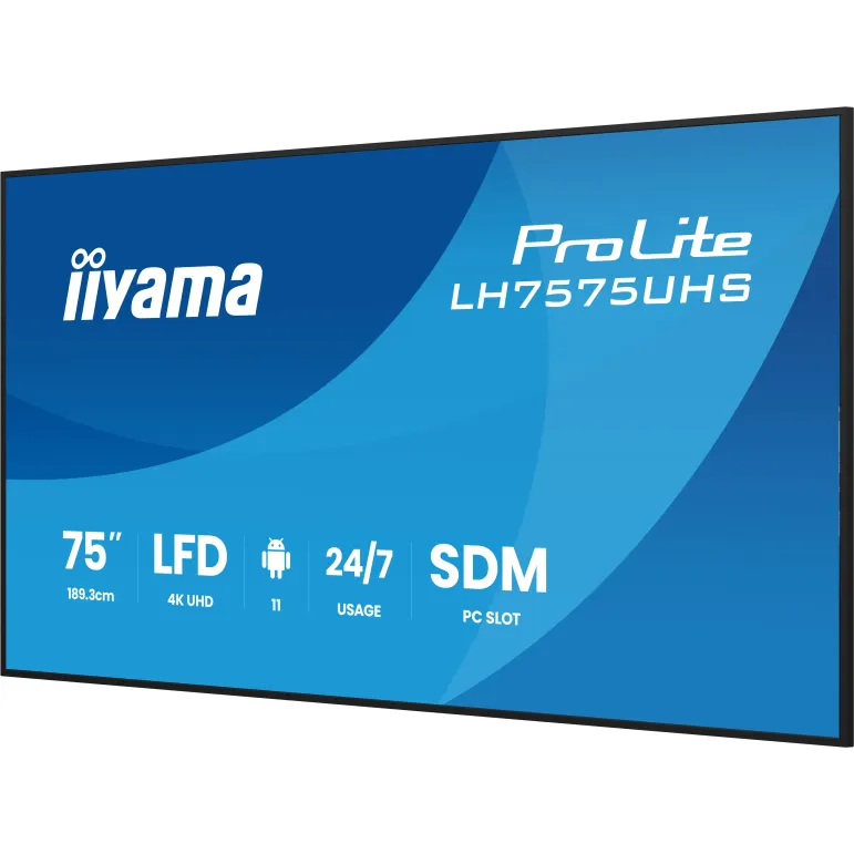 iiyama LH7575UHS-B2AG visualizzatore di messaggi Pannello piatto per segnaletica digitale 190,5 cm (75") LCD Wi-Fi 500 cd m² 4K