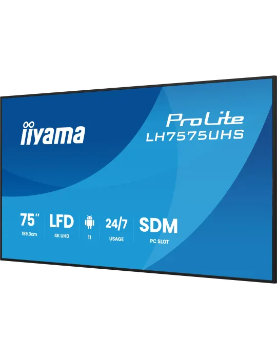 iiyama LH7575UHS-B2AG visualizzatore di messaggi Pannello piatto per segnaletica digitale 190,5 cm (75") LCD Wi-Fi 500 cd m² 4K