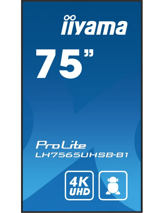 iiyama LH7565UHSB-B1 visualizzatore di messaggi Design chiosco 189,2 cm (74.5") LED Wi-Fi 800 cd m² 4K Ultra HD Nero Processore