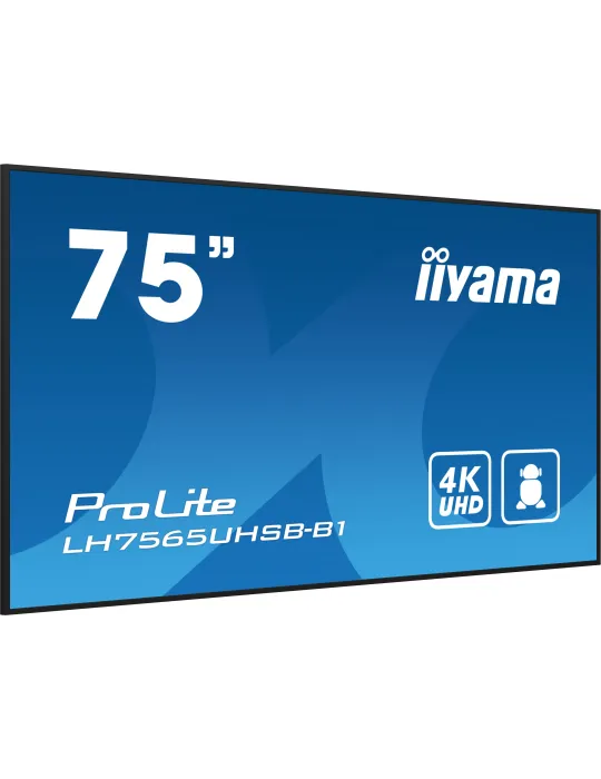 iiyama LH7565UHSB-B1 visualizzatore di messaggi Design chiosco 189,2 cm (74.5") LED Wi-Fi 800 cd m² 4K Ultra HD Nero Processore