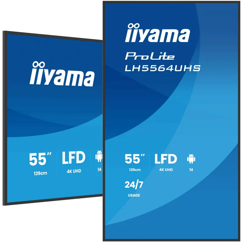 iiyama LH5564UHS-B1AG visualizzatore di messaggi Pannello piatto per segnaletica digitale 139,7 cm (55") Wi-Fi 500 cd m² 4K