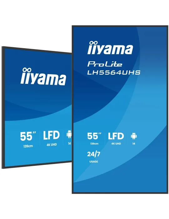 iiyama LH5564UHS-B1AG visualizzatore di messaggi Pannello piatto per segnaletica digitale 139,7 cm (55") Wi-Fi 500 cd m² 4K