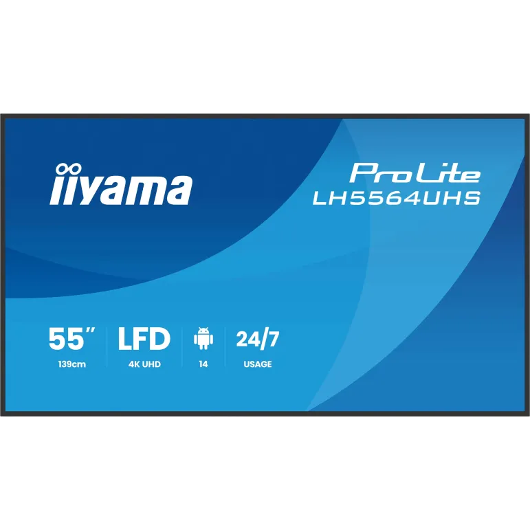 iiyama LH5564UHS-B1AG visualizzatore di messaggi Pannello piatto per segnaletica digitale 139,7 cm (55") Wi-Fi 500 cd m² 4K