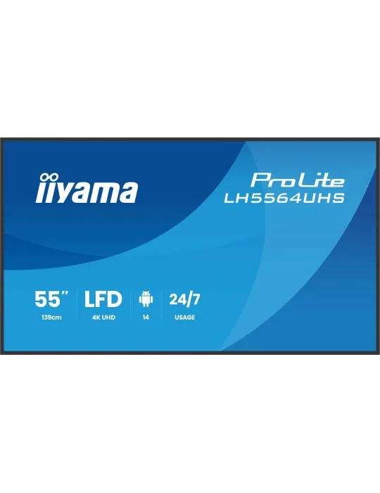 iiyama LH5564UHS-B1AG visualizzatore di messaggi Pannello piatto per segnaletica digitale 139,7 cm (55") Wi-Fi 500 cd m² 4K