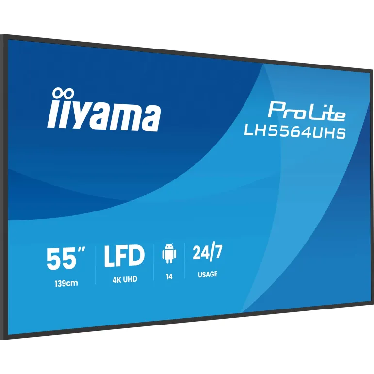 iiyama LH5564UHS-B1AG visualizzatore di messaggi Pannello piatto per segnaletica digitale 139,7 cm (55") Wi-Fi 500 cd m² 4K