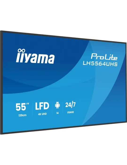 iiyama LH5564UHS-B1AG visualizzatore di messaggi Pannello piatto per segnaletica digitale 139,7 cm (55") Wi-Fi 500 cd m² 4K