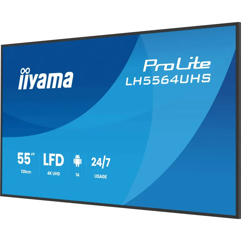 iiyama LH5564UHS-B1AG visualizzatore di messaggi Pannello piatto per segnaletica digitale 139,7 cm (55") Wi-Fi 500 cd m² 4K