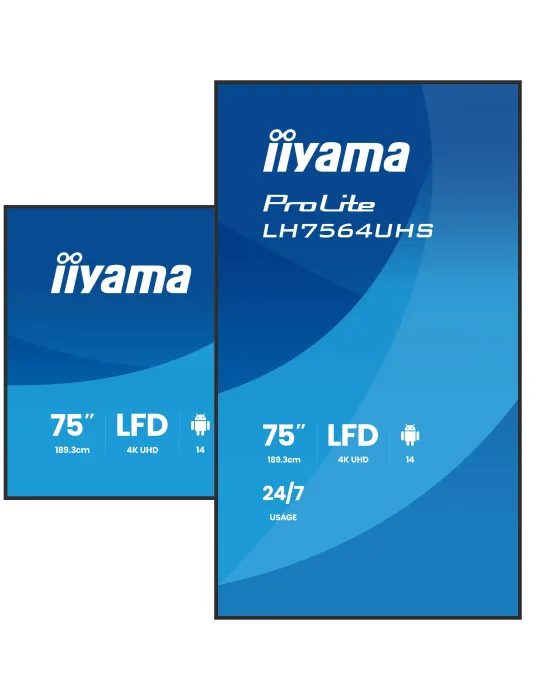 iiyama LH7564UHS-B1AG visualizzatore di messaggi Pannello piatto per segnaletica digitale 190,5 cm (75") Wi-Fi 500 cd m² 4K