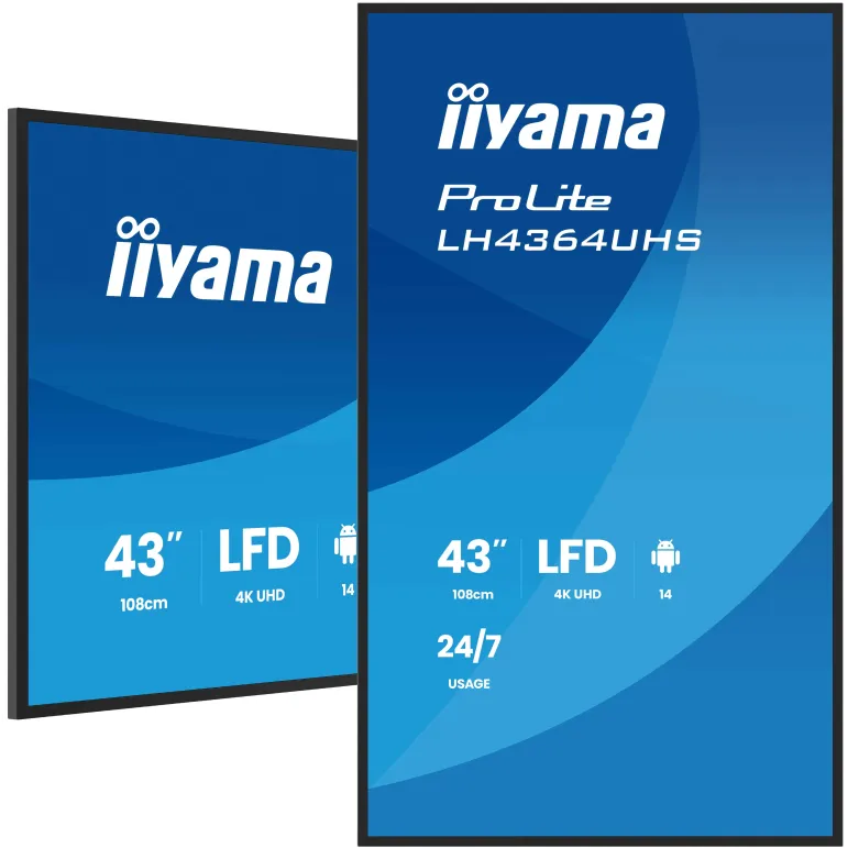 iiyama LH4364UHS-B1AG visualizzatore di messaggi Pannello piatto per segnaletica digitale 109,2 cm (43") LED Wi-Fi 500 cd m² 4K
