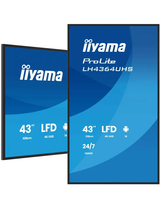 iiyama LH4364UHS-B1AG visualizzatore di messaggi Pannello piatto per segnaletica digitale 109,2 cm (43") LED Wi-Fi 500 cd m² 4K