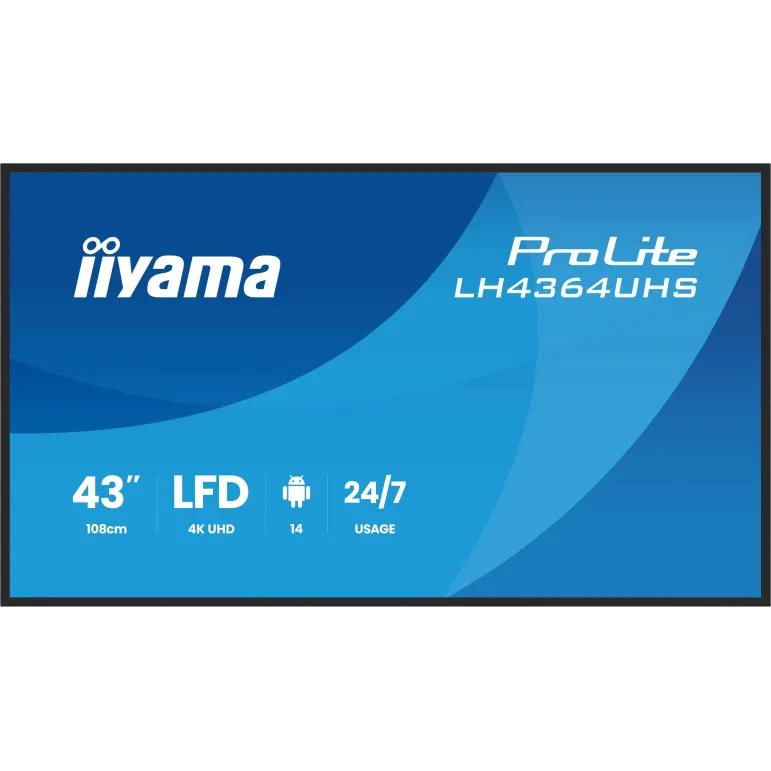iiyama LH4364UHS-B1AG visualizzatore di messaggi Pannello piatto per segnaletica digitale 109,2 cm (43") LED Wi-Fi 500 cd m² 4K